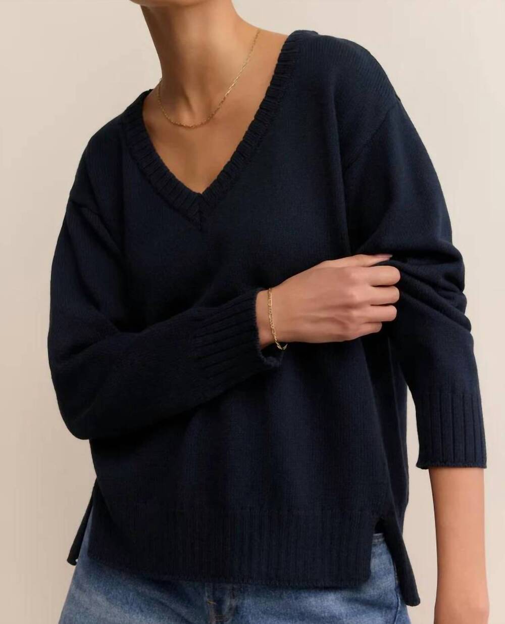 NEW Z SUPPLY all around v neck sweater in navy - Picture 5 of 5